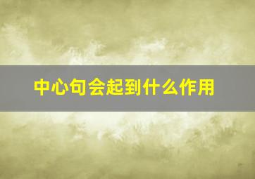 中心句会起到什么作用