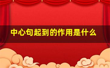 中心句起到的作用是什么