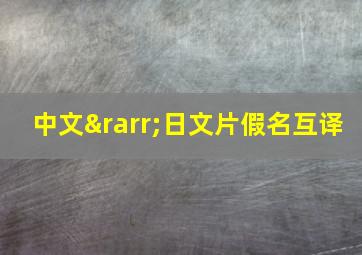 中文→日文片假名互译