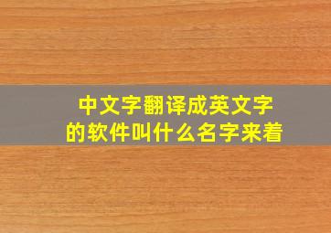 中文字翻译成英文字的软件叫什么名字来着