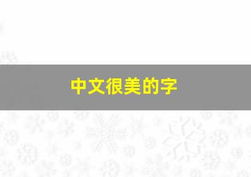 中文很美的字