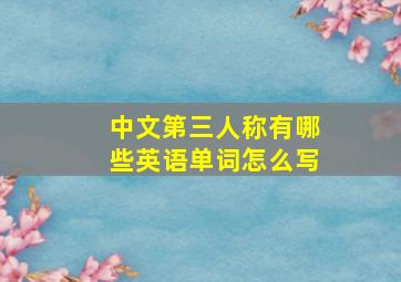 中文第三人称有哪些英语单词怎么写