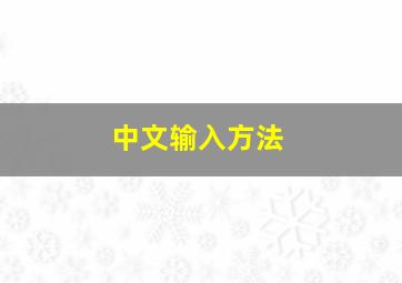 中文输入方法