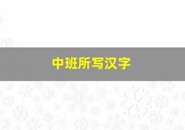 中班所写汉字