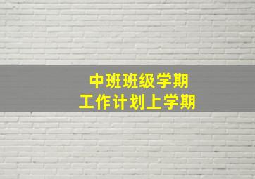 中班班级学期工作计划上学期