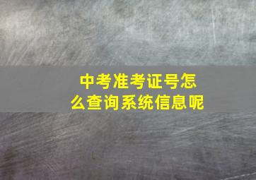 中考准考证号怎么查询系统信息呢