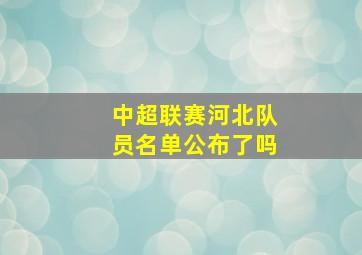 中超联赛河北队员名单公布了吗