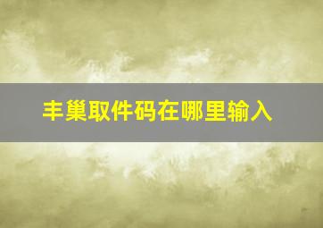 丰巢取件码在哪里输入