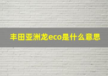 丰田亚洲龙eco是什么意思