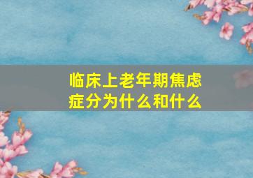 临床上老年期焦虑症分为什么和什么