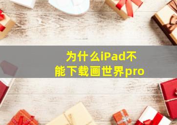 为什么iPad不能下载画世界pro