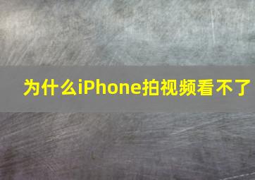 为什么iPhone拍视频看不了