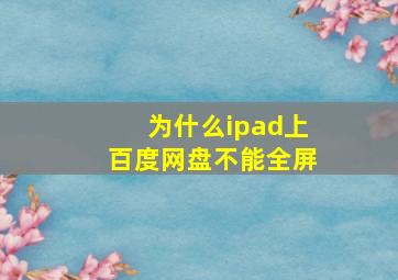 为什么ipad上百度网盘不能全屏