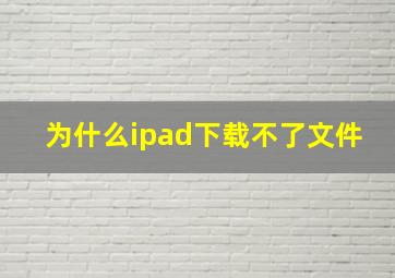 为什么ipad下载不了文件