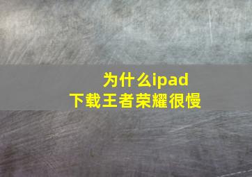 为什么ipad下载王者荣耀很慢