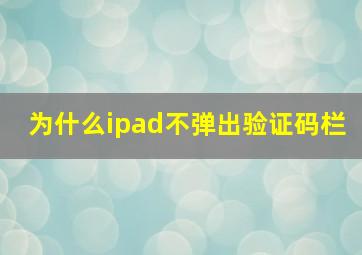 为什么ipad不弹出验证码栏