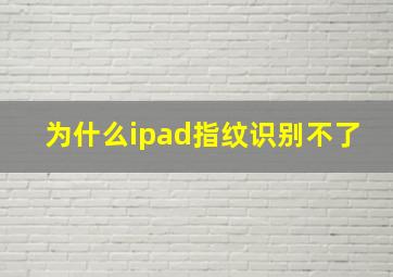 为什么ipad指纹识别不了