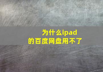 为什么ipad的百度网盘用不了