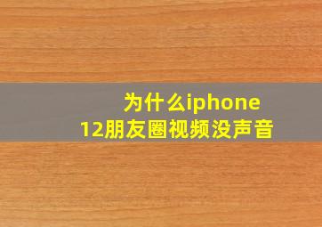 为什么iphone12朋友圈视频没声音