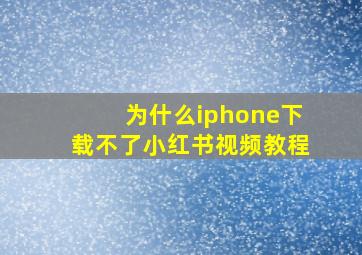 为什么iphone下载不了小红书视频教程