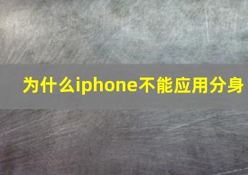 为什么iphone不能应用分身