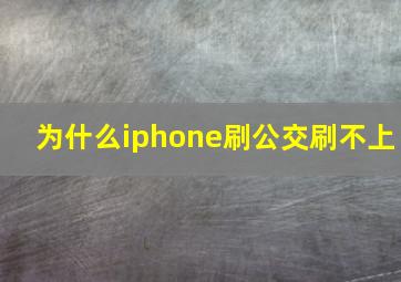 为什么iphone刷公交刷不上