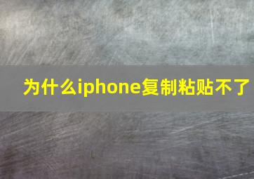 为什么iphone复制粘贴不了