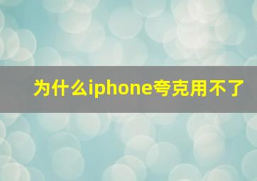 为什么iphone夸克用不了