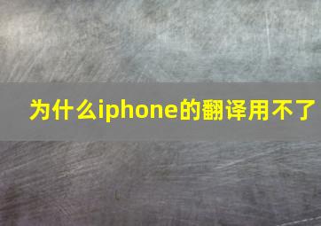 为什么iphone的翻译用不了