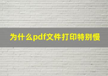 为什么pdf文件打印特别慢