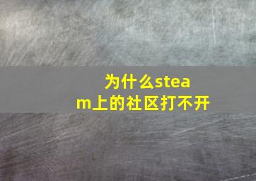 为什么steam上的社区打不开