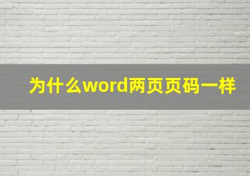 为什么word两页页码一样