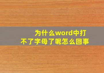 为什么word中打不了字母了呢怎么回事