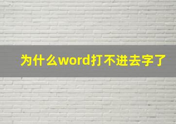 为什么word打不进去字了