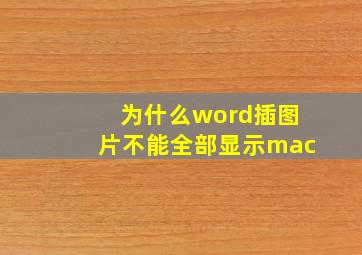 为什么word插图片不能全部显示mac