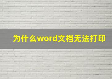 为什么word文档无法打印