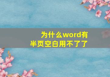 为什么word有半页空白用不了了