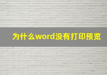 为什么word没有打印预览