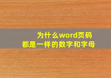 为什么word页码都是一样的数字和字母