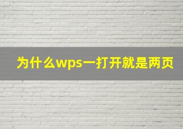 为什么wps一打开就是两页