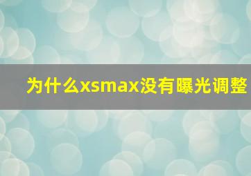 为什么xsmax没有曝光调整