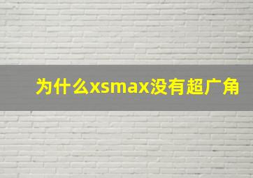 为什么xsmax没有超广角