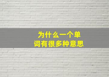 为什么一个单词有很多种意思