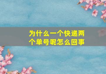 为什么一个快递两个单号呢怎么回事