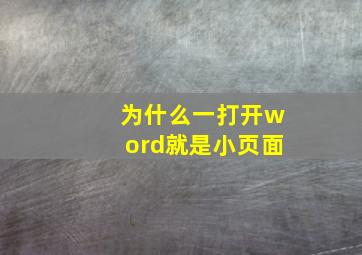 为什么一打开word就是小页面