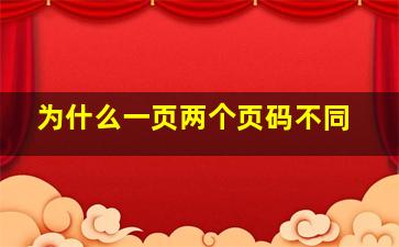 为什么一页两个页码不同