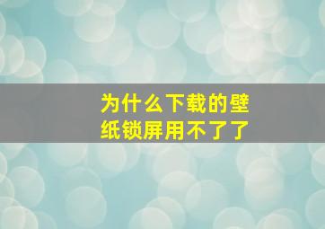 为什么下载的壁纸锁屏用不了了