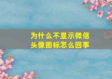 为什么不显示微信头像图标怎么回事