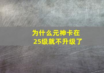 为什么元神卡在25级就不升级了