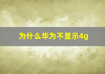 为什么华为不显示4g